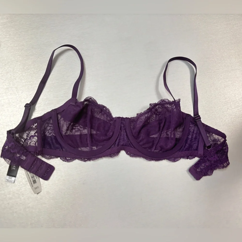 Adore Me NWT deep purple lace Demi bra 32C